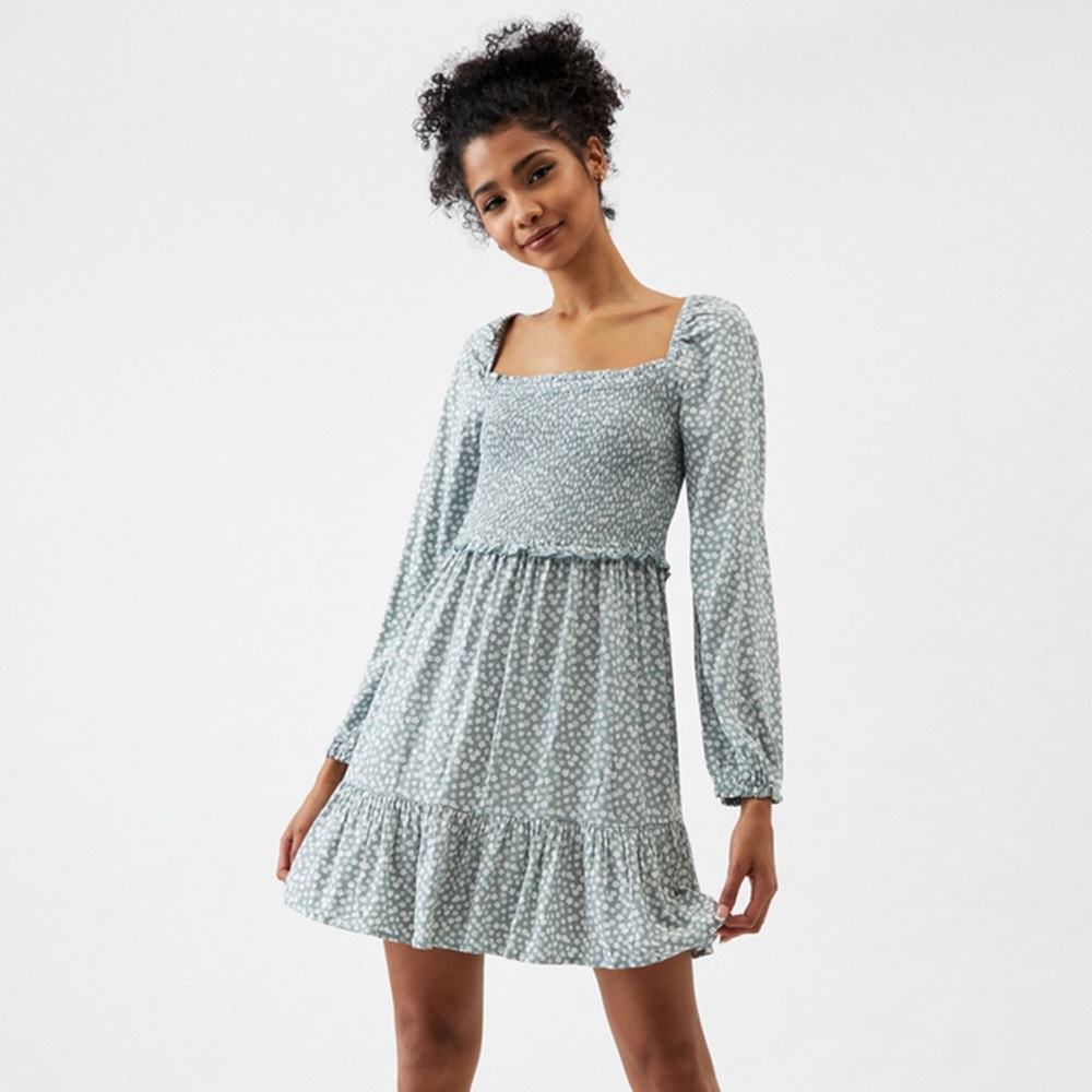 PacSun LA Hearts Long Sleeve Smocked Bodice Mini Dress - Picture 2 of 8